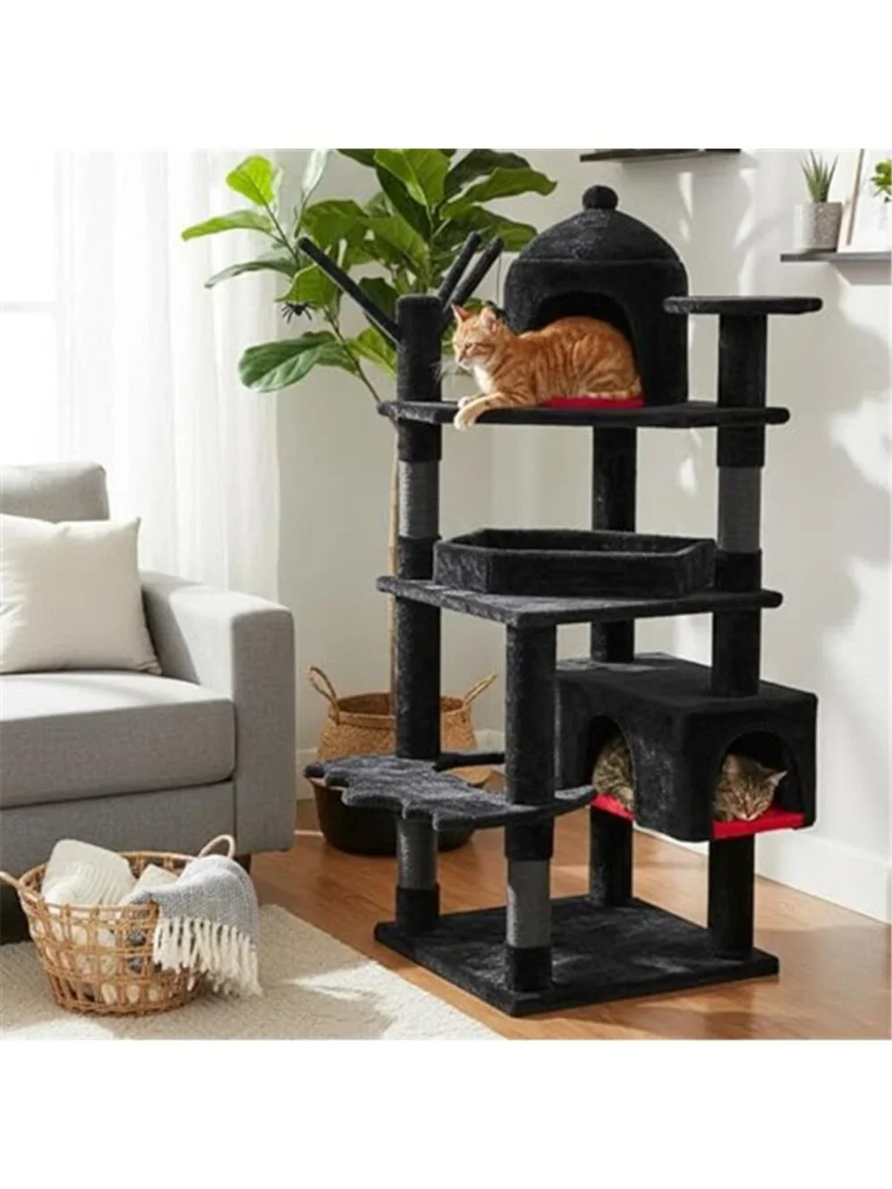 63 in Large Cat Trees Gothic Cat Tower with Heavy Duty Cat Tree